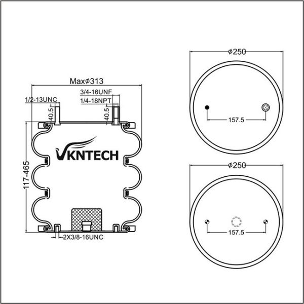 Triple Convoluted Air Spring/Air Suspension FT330-29 434/W01-358-8018 Air Ballons