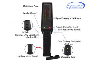 China LED Indicator Portable Metal Detector , Hand Wand Metal Detector With 9V Rechargeable Battery on sale