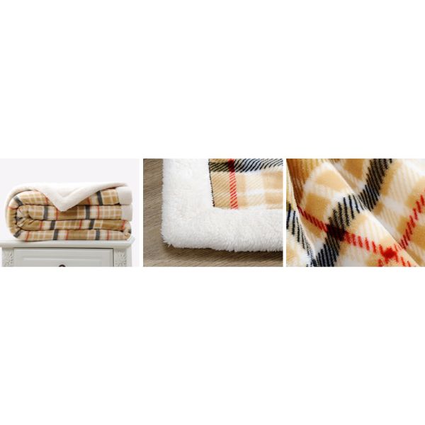Polyester Super Soft Plaid Flannel Blanket , Knitted Fall Plush Throw Blanket
