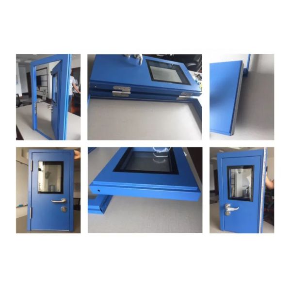 Yellow Pharmaceutical Clean Room Door 40mm thick Single Leaf Swing Door 304 SS Hinge