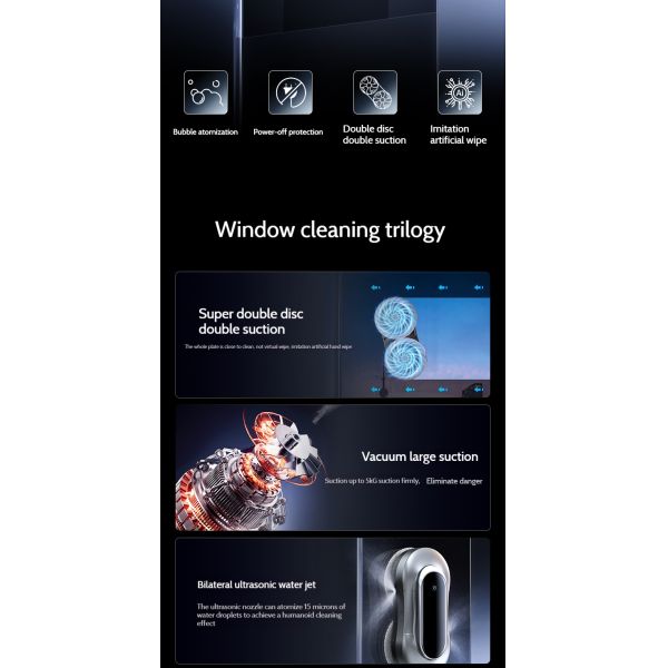 Safety Electric Window Cleaner Robot Cordless Window Cleaning Robot 100-220V 50-60Hz