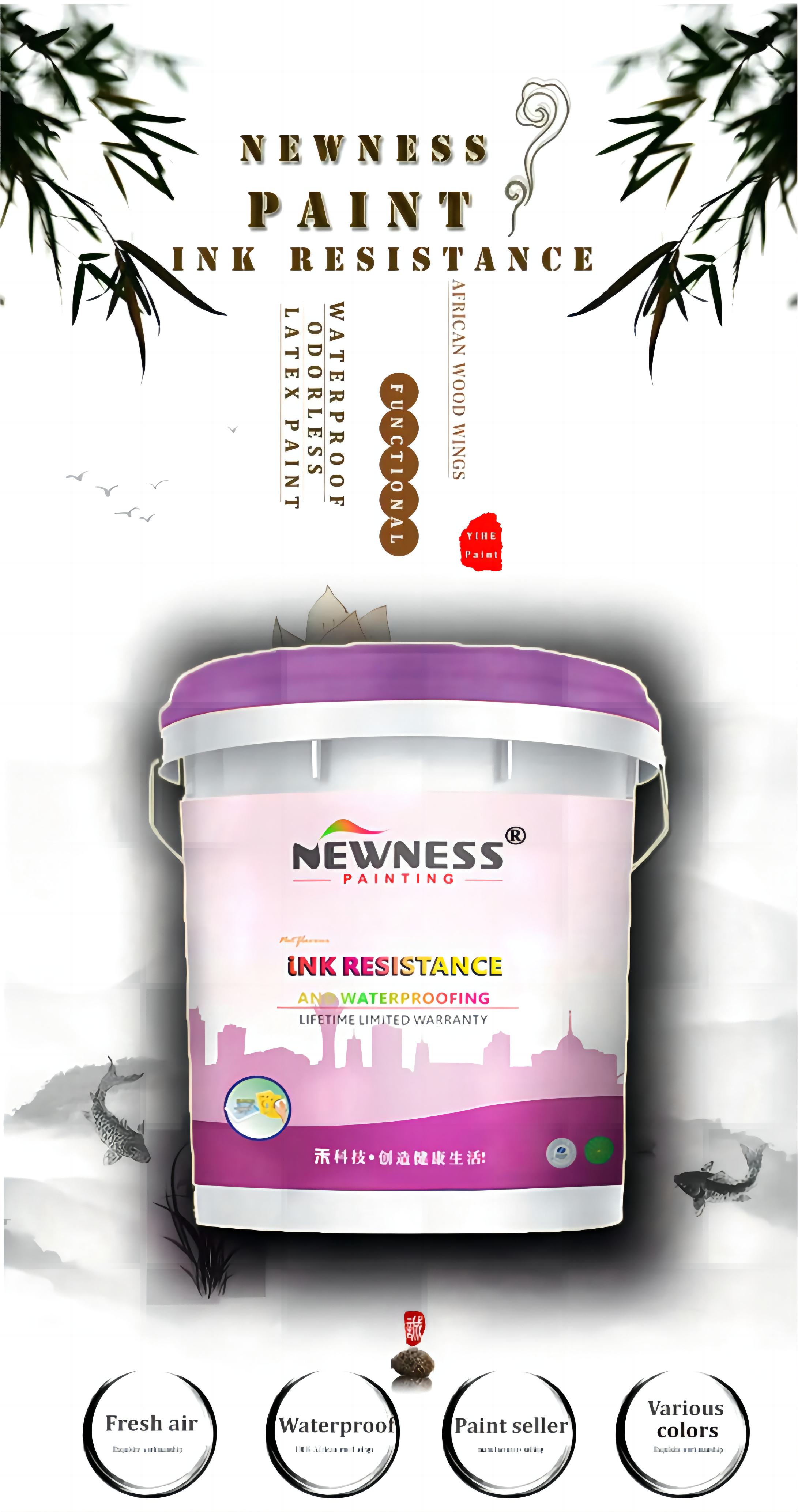 Interior Wall Paint Brush Application Method Acrylic Main Raw Material Emulsion Paint