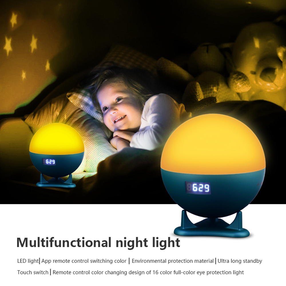 Bedside Smart WIFI APP Control Full Colors Wake Up Table Lamp With Alarm Clock White Noise Touch Sense Wake Up Light