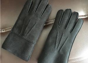 Windproof Dark Grey Warmest Sheepskin Gloves Soft Touching Screen For Iphone