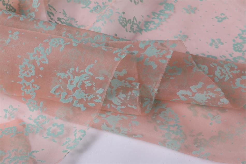 40gsm 56" Sublimation Printed Fabric 20d Poly Chiffon Material Organza Flocking Design