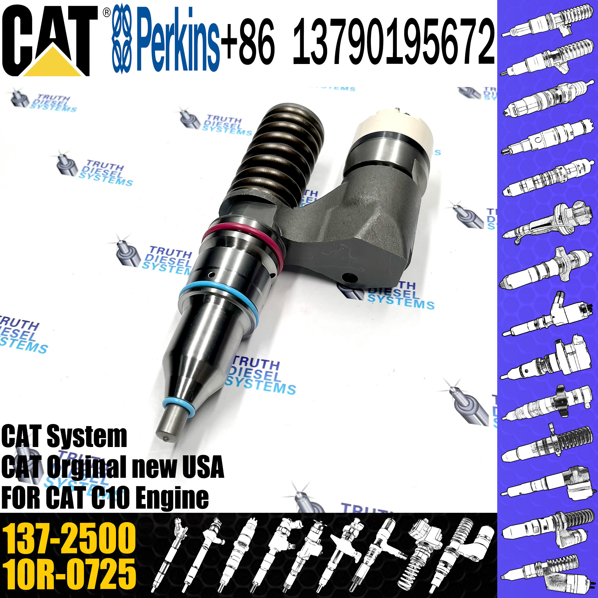 Diesel Fuel Injector 137-2500 0R-8773 0R-8773 229-5918 212-3464 10R-0725 874-822 For Caterpillar C10 C12 Engine