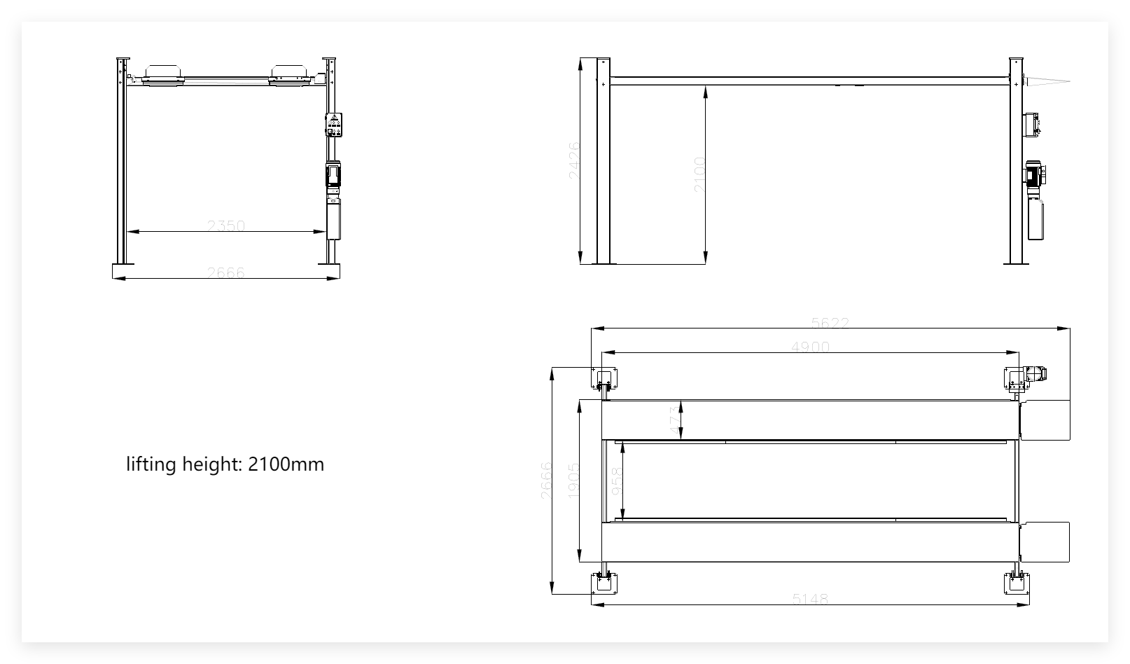 AA4C 4 post 2 cars parking lift auto storage lift four columns automotive lift 2.7T 3.6T