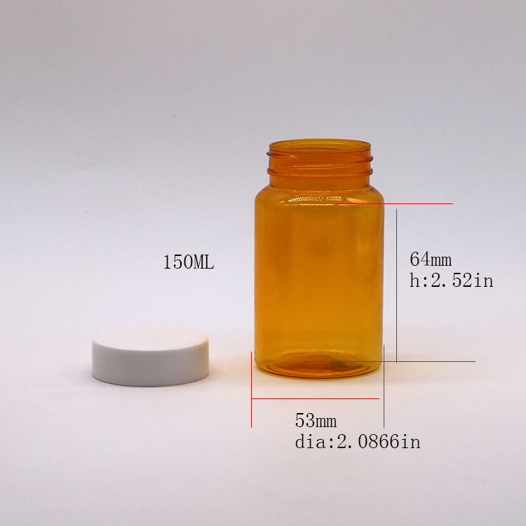 Free Samples 150ML/CC PET Plastic Orange Bottle For Medicine Pill Supplement Bottle