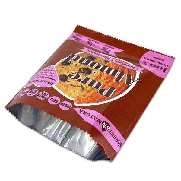 Custom Design Printed Glossy Shiny Surface Aluminum Foil Inside Back Seal Bags For Peanut Butter Cookie Packaging