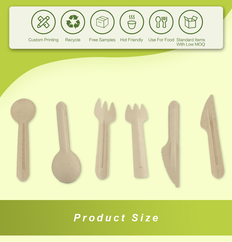 100% Biodegradable Edible Bagasse Paper Cutlery Set For Events