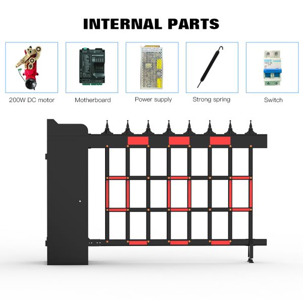 Intelligent Parking Lot Airborne Boom Barrier 200W Brushless DC Motor Fence Type