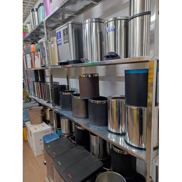 Hotel Metal Double Layer Recycling Trash Garbage Can Stainless Steel Waste Bin